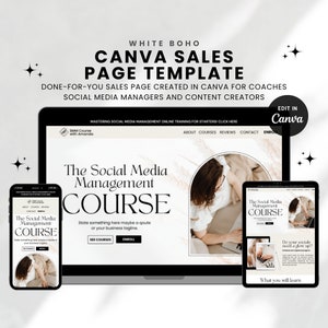 Minimalistische Boho Canva verkooppaginasjabloon, Canva websitesjabloon, bestemmingspaginasjabloon voor coaches, coachingsjabloon voor cursusmakers