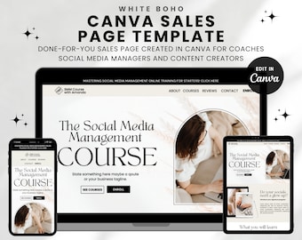 Minimalist Boho Canva Sales Page Template, Canva Website Template, Landing Page Template for Coaches, Coaching Template for Course Creators