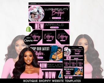 Pink Shopify Boutique Website Banners Design, Website Templates Banner for Fashion Boutique, Clothing Store Business Website Template