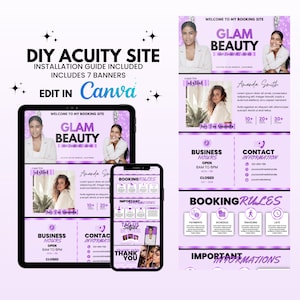 Acuity Scheduling Template, Acuity Site Design Lash Tech Hair Stylist, Booking Site Template, Squarespace Scheduling Site, Acuity Banners