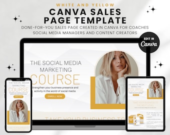 Coaching Sales Page Template for Canva, Online Course Template, Coaches Landing Page Template, Canva Website Template for Course Creators