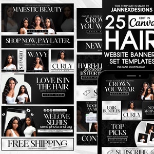 Hair Website Banner Templates: DIY Canva Design (Digital Download)