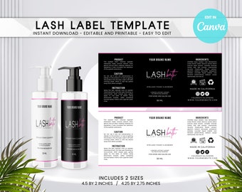 DIY Lash Bath Label Template: Eyelash Cleanser, Editable (Digital Label)