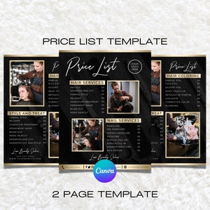 DIY Price List Template - Small Business Printable Pricing Guide Sheet - Editable Salon Price List Nail Makeup Hair Stylist Canva Template