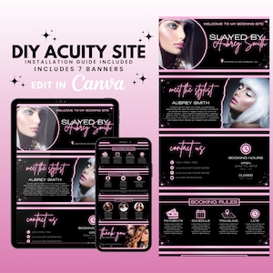Acuity Scheduling Template, Acuity Site Design Lash Tech Hair Stylist, Booking Site Template, Squarespace Scheduling Site, Acuity Banners