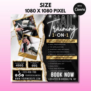 Nail Class Flyer Canva Template DIY Editable Nail Tech Training Workshop Digital Download image 2