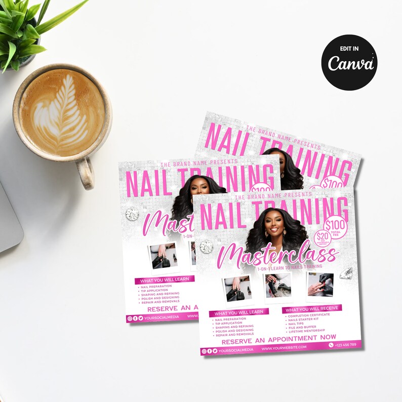 Example Master Class Flyer DIY Nail Training Masterclass Flyer Template Canva Editable Nail Tech ...
