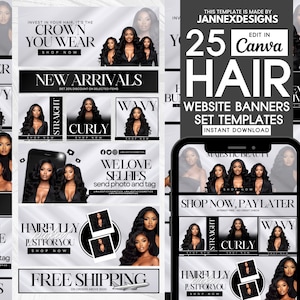 DIY Hair Website Banner Kit: Canva Templates (Digital Download)