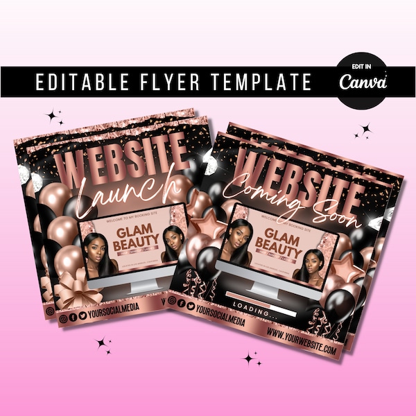 Website Launch Flyer - DIY Opening New Website Coming Soon - Site Launching Flyer - Premade Business Flyer - Editable Canva Flyer Template