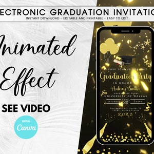 Electronic Graduation Invitation Canva Template Editable DIY Instant Download Digital Party Invite