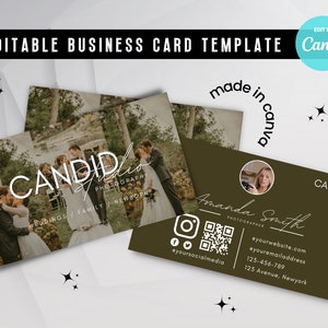 Fotografie Visitenkartenvorlage, Minimalistischer Fotograf Visitenkarte, Boho Foto Visitenkarte, bearbeitbare Canva Vorlage Marketing Brand