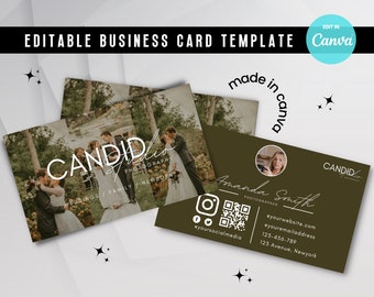 Fotograf Visitenkarte Vorlage Canva Bearbeitbar Minimalist Boho Design DIY Digital Download