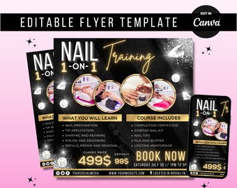 DIY Nail Class Flyer, Nail Training Flyer, Nail Tech Flyer, Nail Course Flyer, Lash Class Flyer, Beauty Appointment Flyer, Editable in Canva