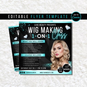 Wig Making Class Flyer: Editable Canva Template
