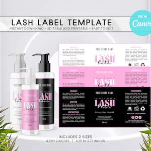 DIY Lash Bath Label Template, Eyelash Cleanser Foam Label, Lash Product Label, Lash Shampoo Bottle Sticker Label, Digital Label - PL6