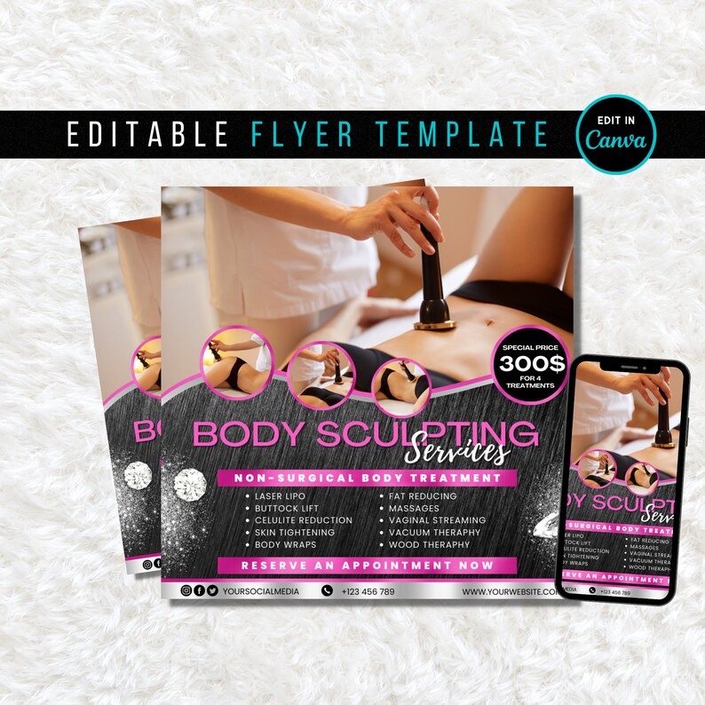 DIY Body Contouring Services Flyer Body Sculpting Flyer Body Etsy