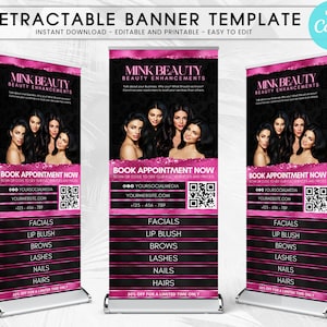 DIY Retractable Banner Template, Roll Up Banner Editable Canva Template, Professional Retractable Banner Pop Up Shop, Fashion Boutique Event