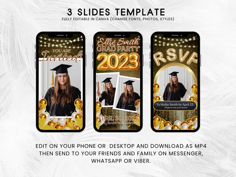 Electronic Graduation Invitation Animated Grad Announcement Etsy