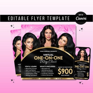 Wig Making Class Flyer: DIY Hair Class Canva Template