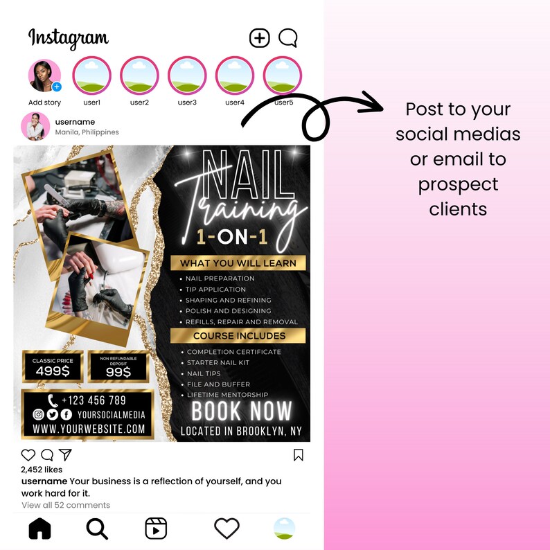 Nail Class Flyer Canva Template DIY Editable Nail Tech Training Workshop Digital Download image 5