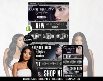 Luxury Boutique Shopify Theme Banners | Website Templates Banner for Fashion Boutique | Clothing Store Ecommerce Design Brand