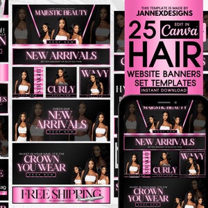Hair Website Banner Template: DIY Beauty Branding (Canva Editable)