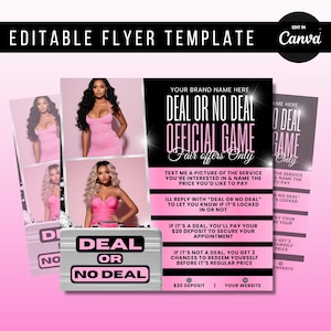 Deal or No Deal Flyer, Deal or No Deal Hair Nails Lashes Braids Makeup MUA Wigs Canva Flyer, Book Now Flyer, Deal or No Deal Flyer Templates
