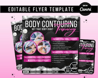 Body Contouring Training Flyer Canva Template DIY Body Spa Social Media Marketing Editable Design