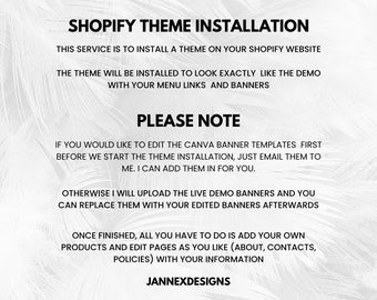 Shopify Theme Installation By JannexDesigns