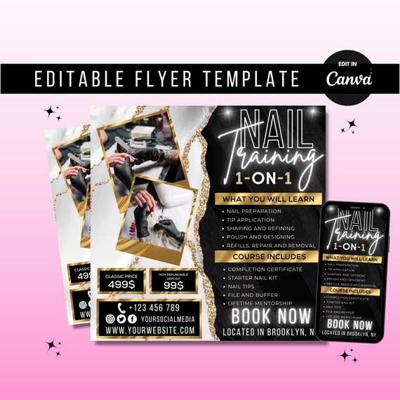 Nail Class Flyer Canva Template DIY Editable Nail Tech Training Workshop Digital Download