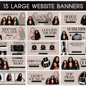 DIY Beige Hair Website Banner Kit Canva Templates Shopify Boutique Editable Digital Download for Salon image 4