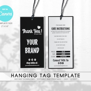 Printable Clothing Hang Tag Template: Boutique Fashion Labels (Canva Editable)