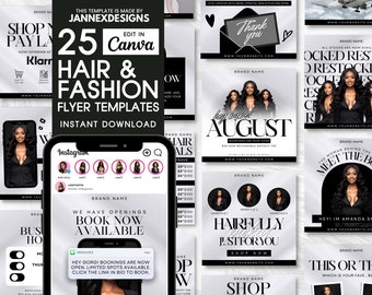 Modern Beauty Branding Flyer Templates for Hair Stylists and Fashion Businesses | Customizable Canva Designs