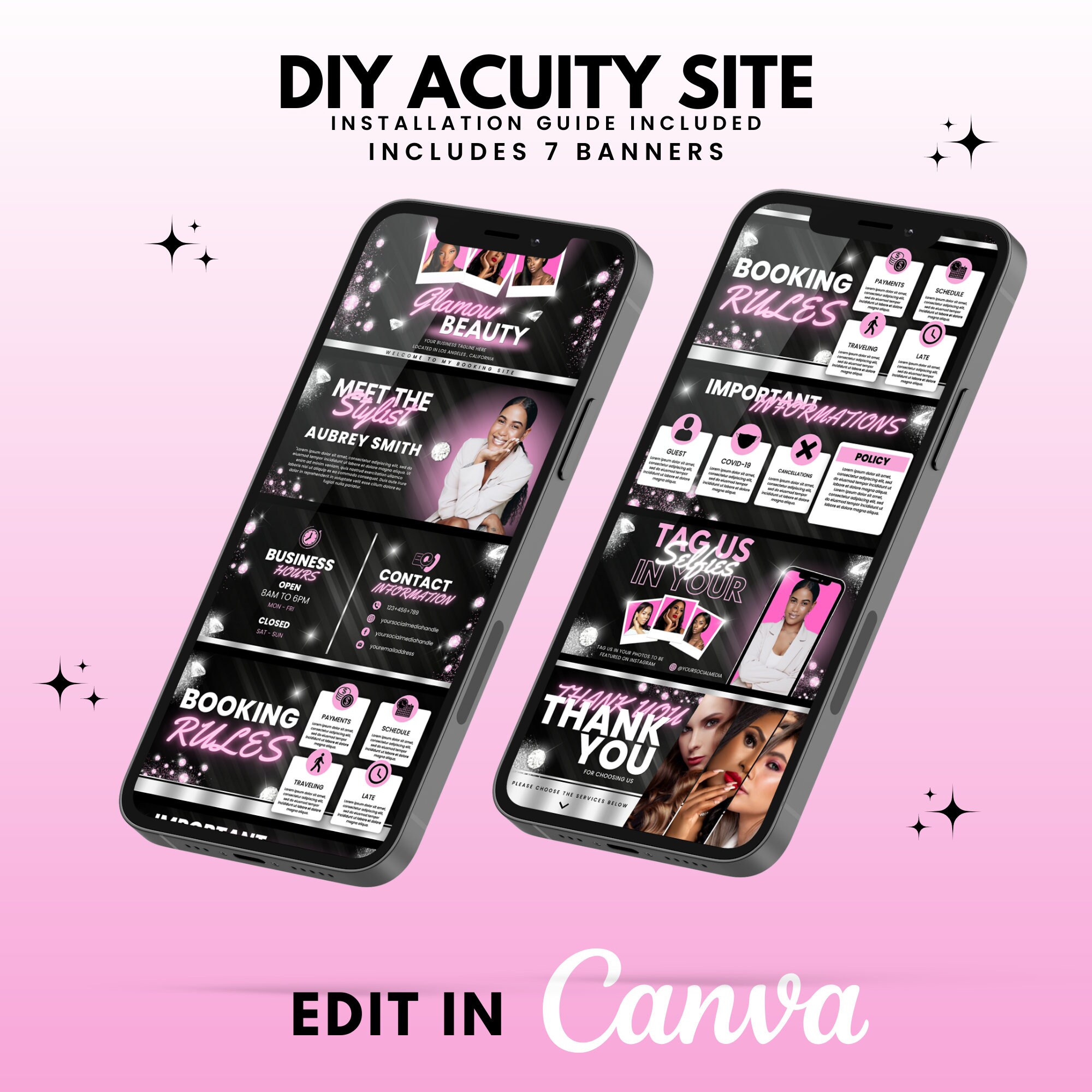 Acuity Scheduling Template Acuity Site Design Lash Tech Hair - Etsy