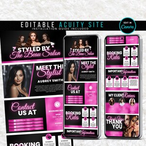 Acuity Scheduling Template, Acuity Site Design Lash Tech Hair Stylist, Booking Site Template, Squarespace Scheduling Site, Acuity Banners