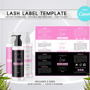 DIY Lash Shampoo Label Template: Pink Eyelash Cleanser (Digital Label)