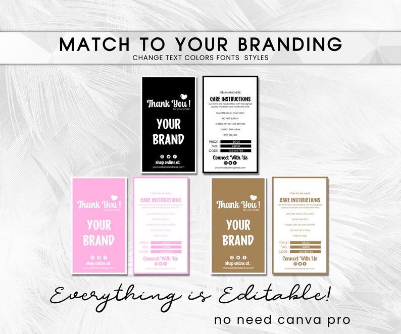 Printable Clothing Hang Tag Template: Boutique Fashion Labels (canva ...