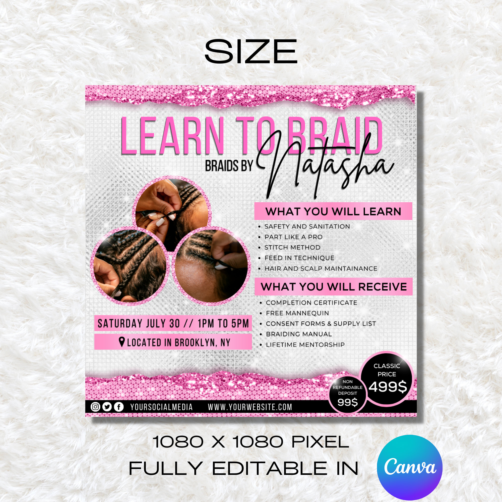DIY Hair Braiding Class Flyer, Hair Flyer, Braids Flyer, Braiding Flyer