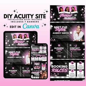 Acuity Scheduling Template, Acuity Site Design Lash Tech Hair Stylist, Booking Site Template, Squarespace Scheduling Site, Acuity Banners