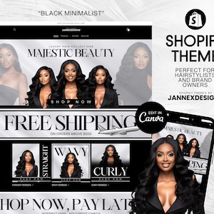 Hair Shopify Theme, Hairstylist Website Banners , Hair Business Site, Beauty Store Website, Black Shopify Theme, Hair Branding Templates