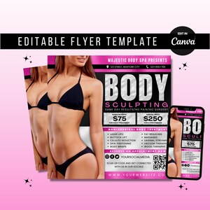 Volantino per servizi di rimodellamento del corpo fai-da-te, volantino per scultura del corpo, volantino per spa per il corpo, volantino di classe, design modello di volantino prefabbricato fai-da-te, volantino per social media