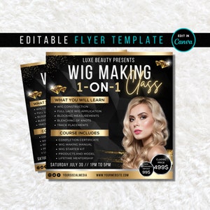 Wig Making Class Flyer: DIY Training Template (Canva Editable)