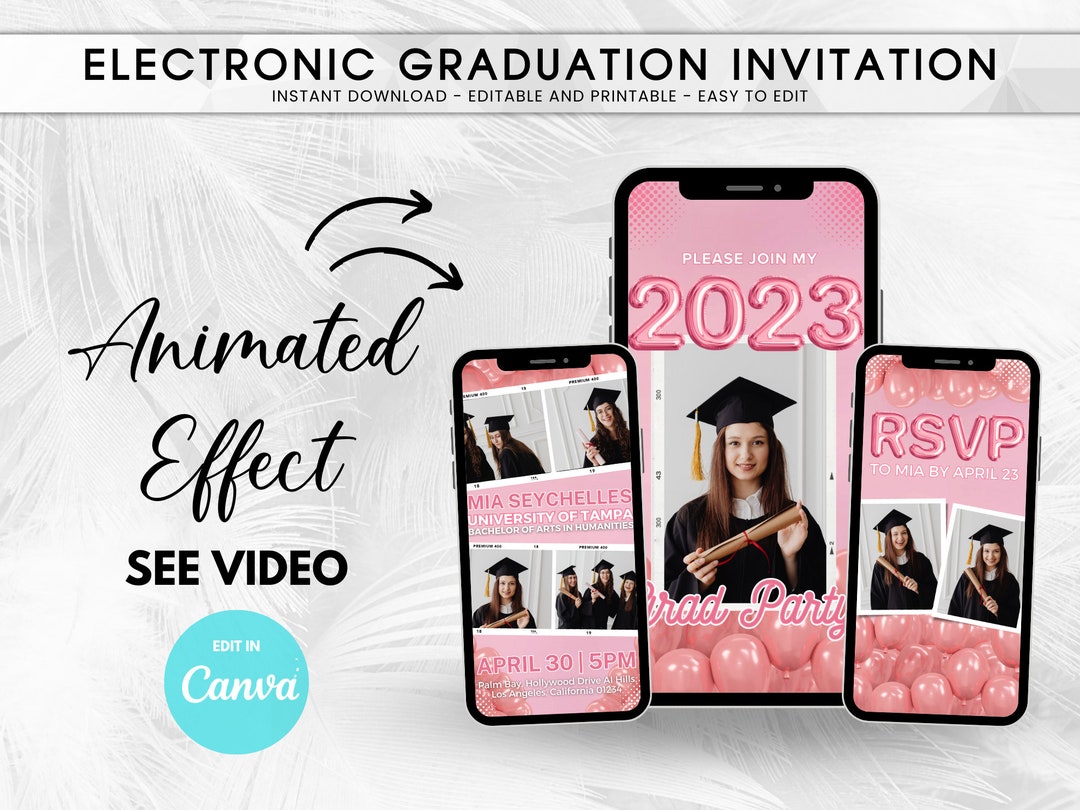Electronic Graduation Invitation, Animated Grad Announcement, Grad