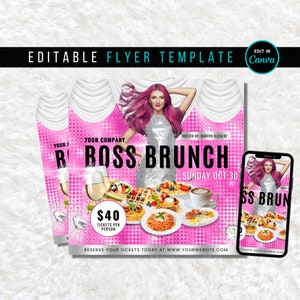 DIY Brunch Flyer, Brunch Invitation, Business Webinar Flyer, Boss Babe Brunch Flyer, Woman Empowerment Flyer, Social Media Flyer