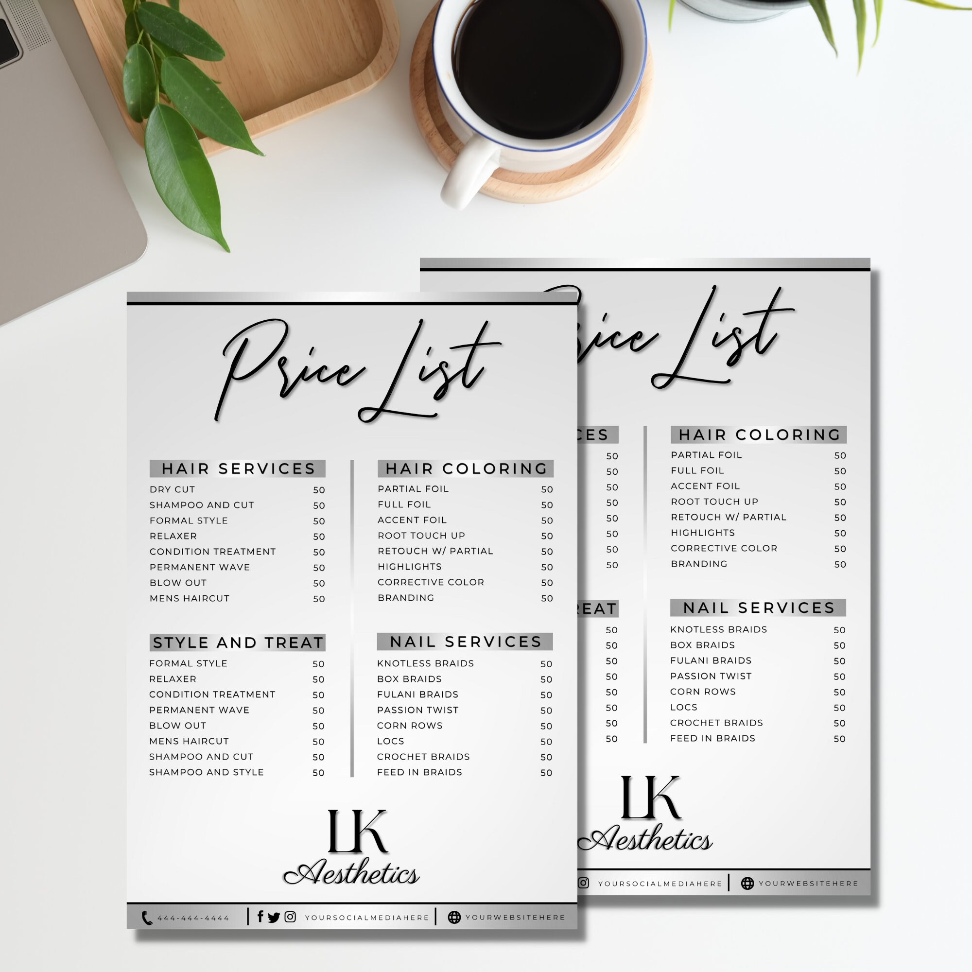 DIY Price List Template Silver Price List Printable Price Etsy