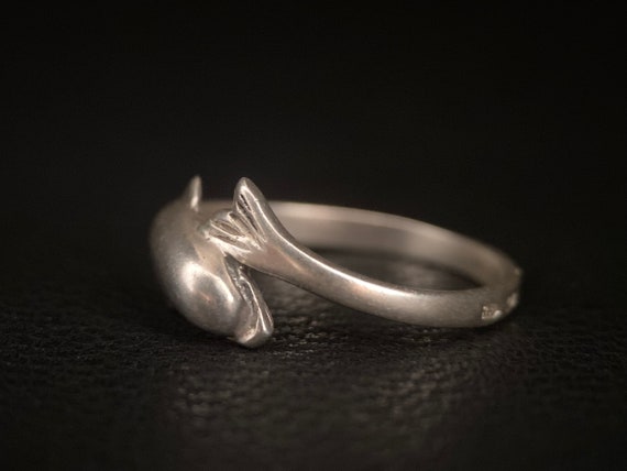 Dolphin vintage sterling silver ring size 6 3/4, … - image 5
