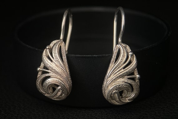 Soviet jewelry, Vintage silver earrings 1980's, S… - image 6