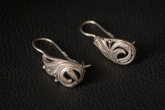 Soviet jewelry, Vintage silver earrings 1980's, S… - image 10