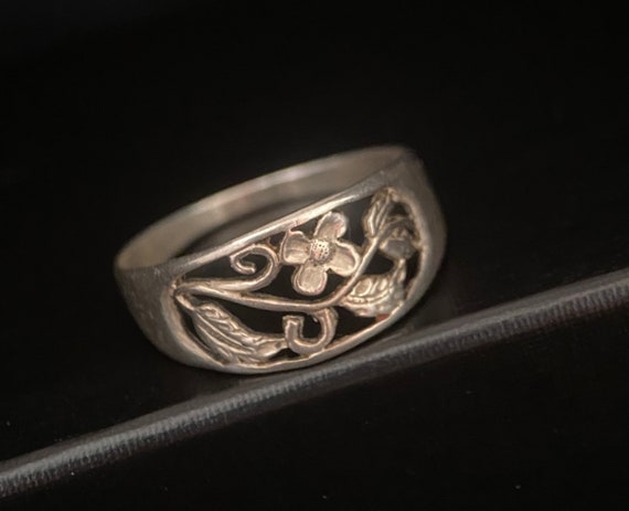 Art Nouveau Vintage sterling silver ring size 10,… - image 1