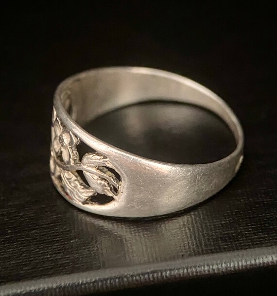 Art Nouveau Vintage sterling silver ring size 10,… - image 5